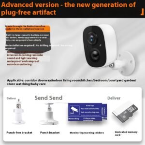 Battery Surveillance Camera Wireless Wifi Connection Mobile Phone Remote Plug-in Punch-free - Image 6