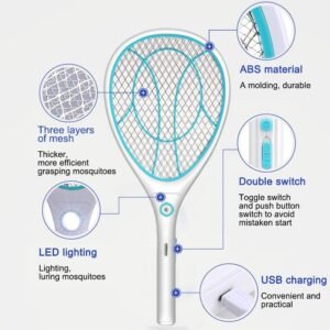 Electric Mosquito Swatter Rechargeable Household Large Mesh Household - Image 3