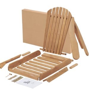 Wooden Outdoor Folding Adirondack Chair Set Of 2 For Garden, Lawn, Patio - Image 7